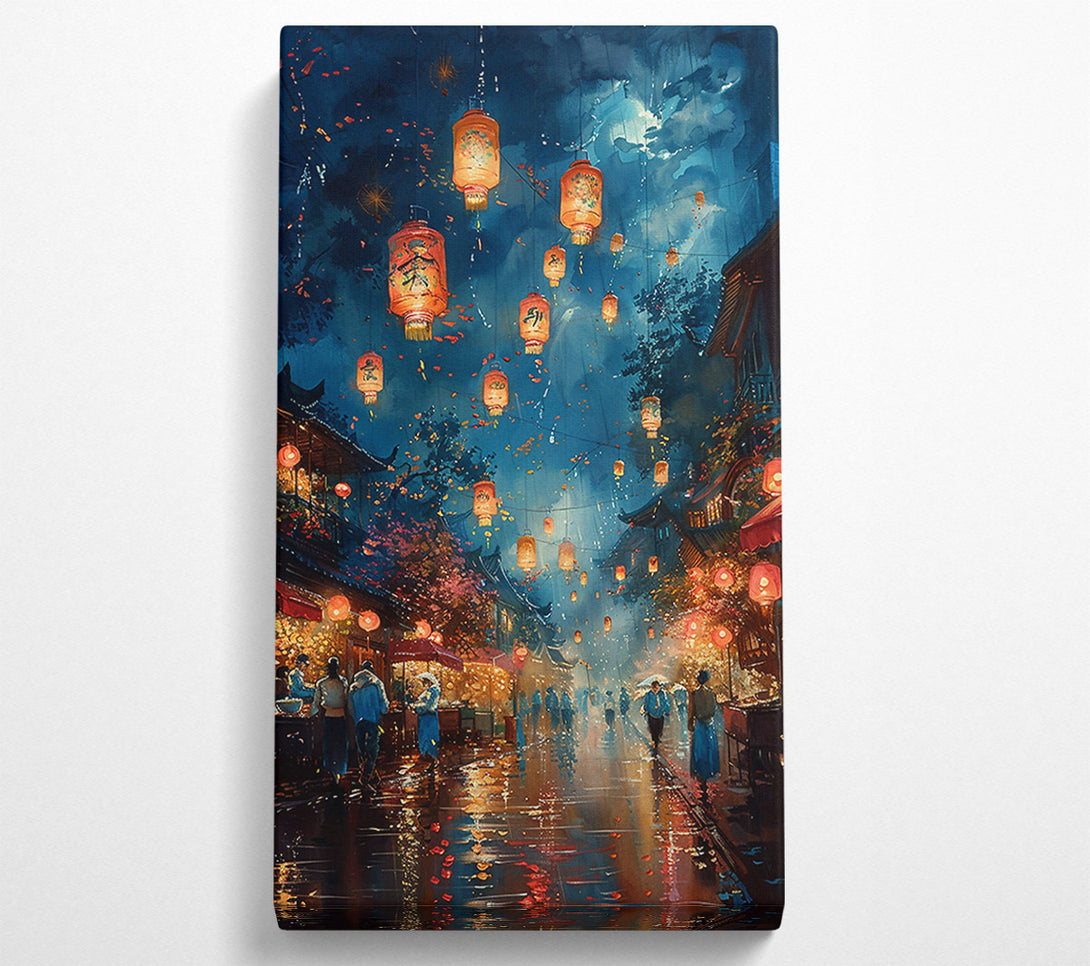  A Canvas Print of Blue Night Lanterns Canvas Wall Art
