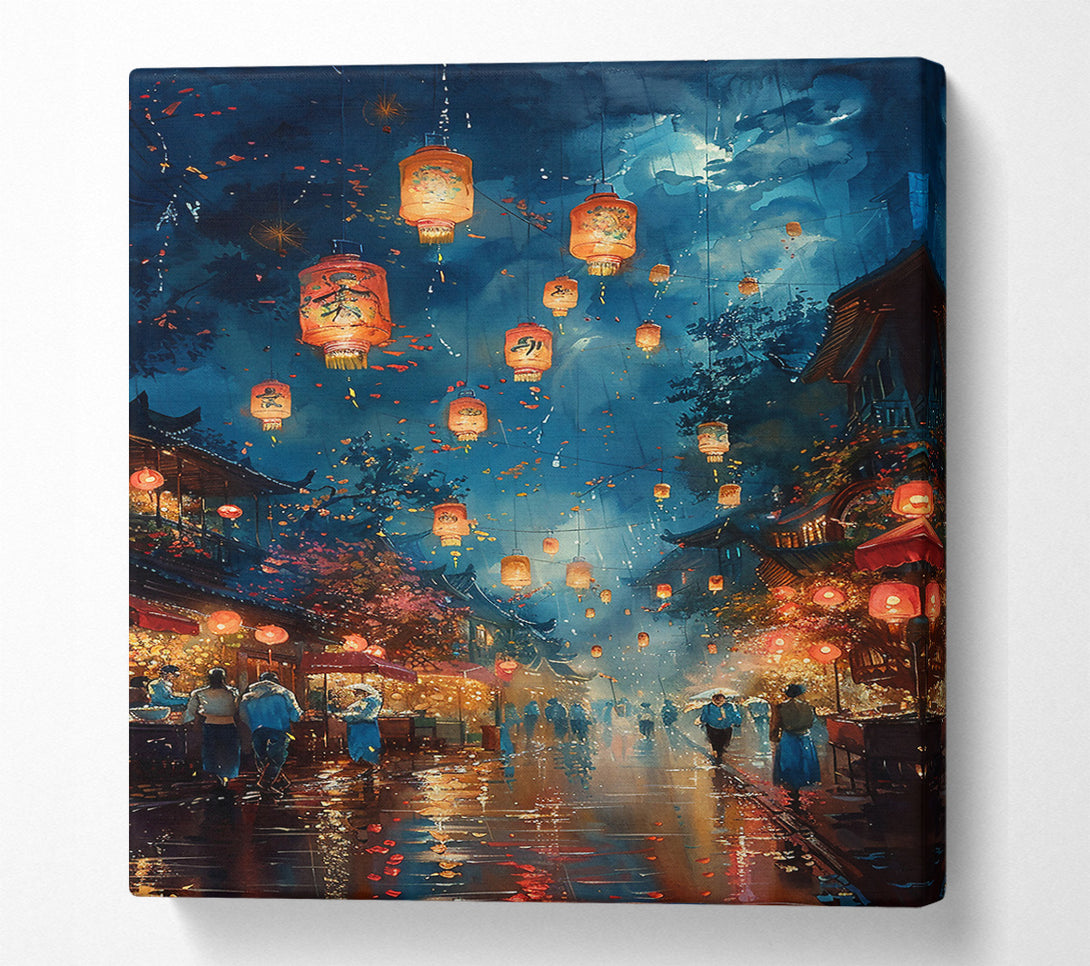  A Canvas Print of Blue Night Lanterns Canvas Wall Art