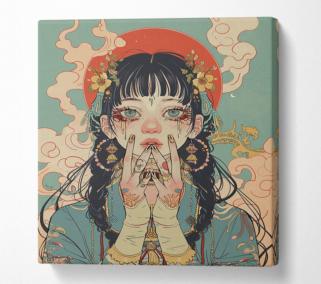  A Canvas Print of Teal Dreams Of Gold Canvas Wall Art
