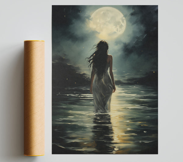 Golden Moonlight Walk Poster