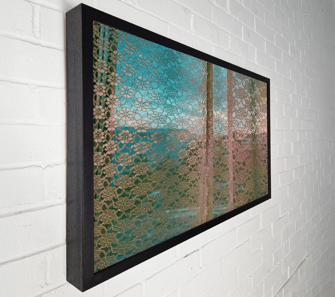  A Canvas Print of Pale Blue Lace Curtain Canvas Print