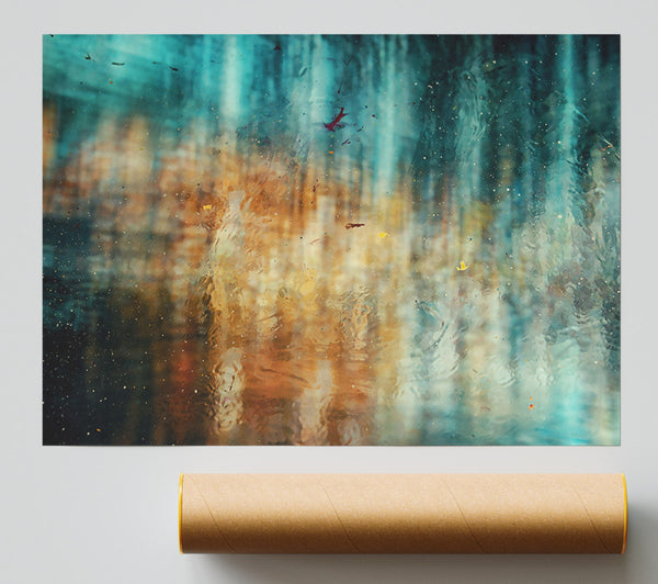 Teal Water Reflections Poster