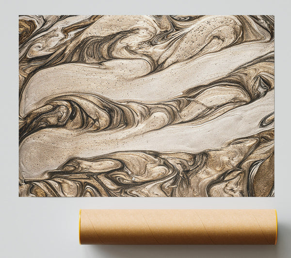 Gold Swirling Abstract Print