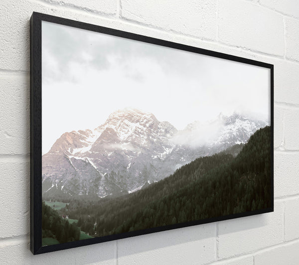 White Peaks Over Green
