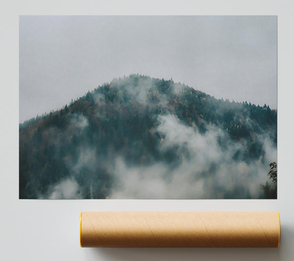 Gray Foggy Mountainside Giclee Print