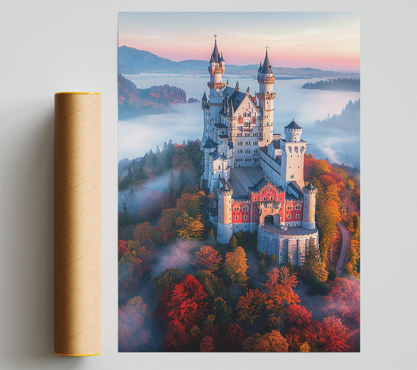 Red Castle In The Mist Giclee Print