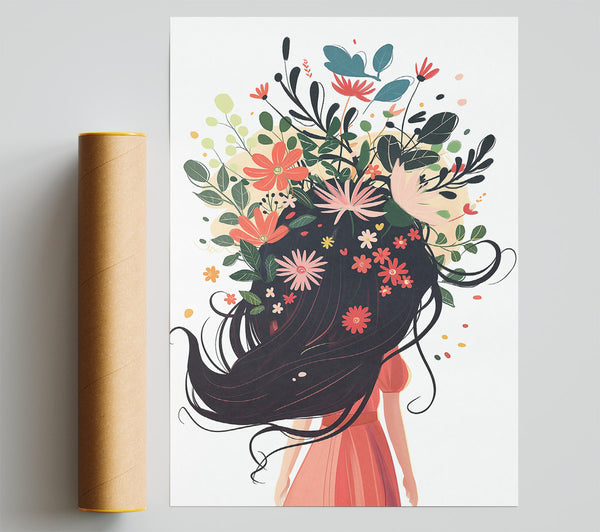 Coral Floral Bloom Poster