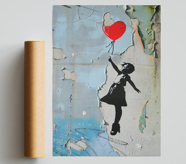 Blue Sky Heart Balloon Print