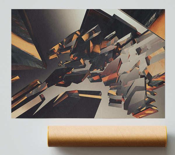 Amber Abstract Shattered Poster