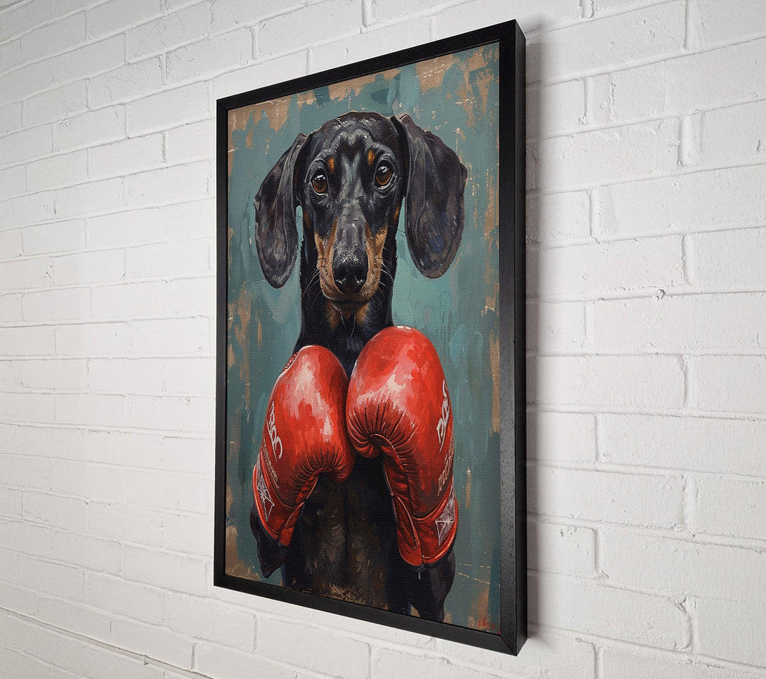  A Canvas Print of Boxing Dachshund Canvas Art