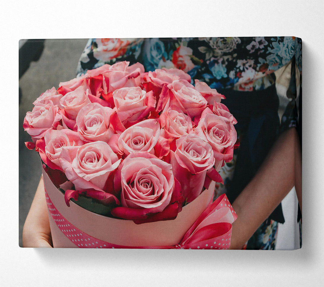  A Canvas Print of Pink Roses In Bloom Canvas Wall Art