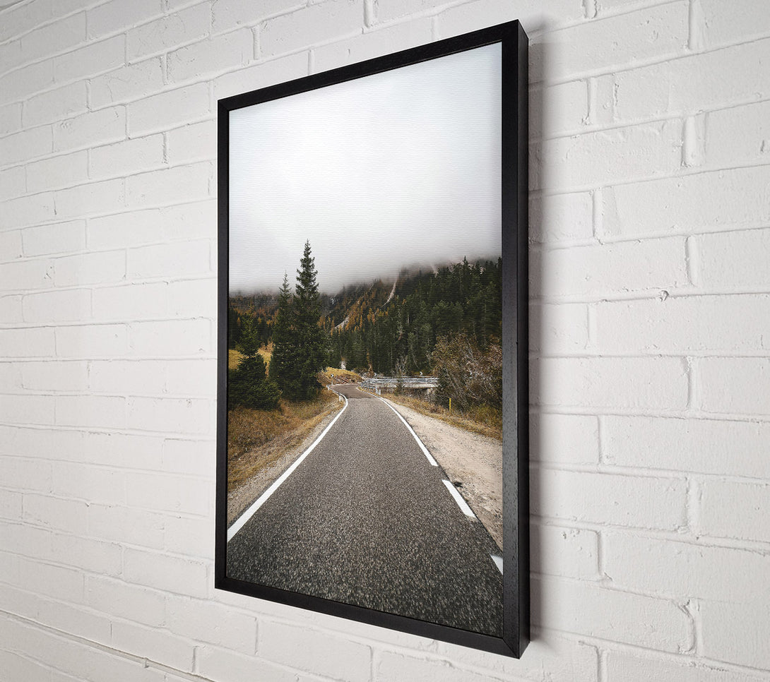  A Canvas Print of Grey Road Through Fog Canvas Wall Art