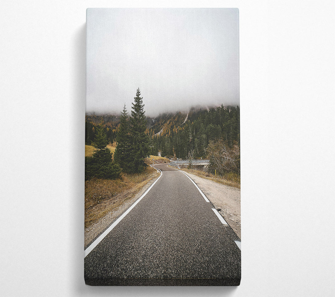  A Canvas Print of Grey Road Through Fog Canvas Wall Art