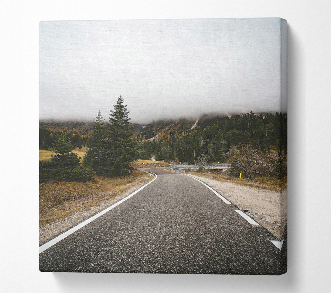  A Canvas Print of Grey Road Through Fog Canvas Wall Art