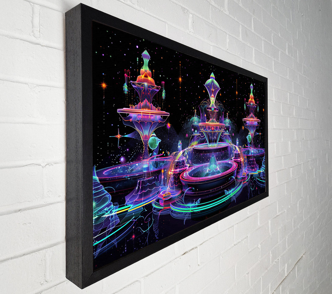  A Canvas Print of Neon Cosmic Fountains Canvas Wall Art