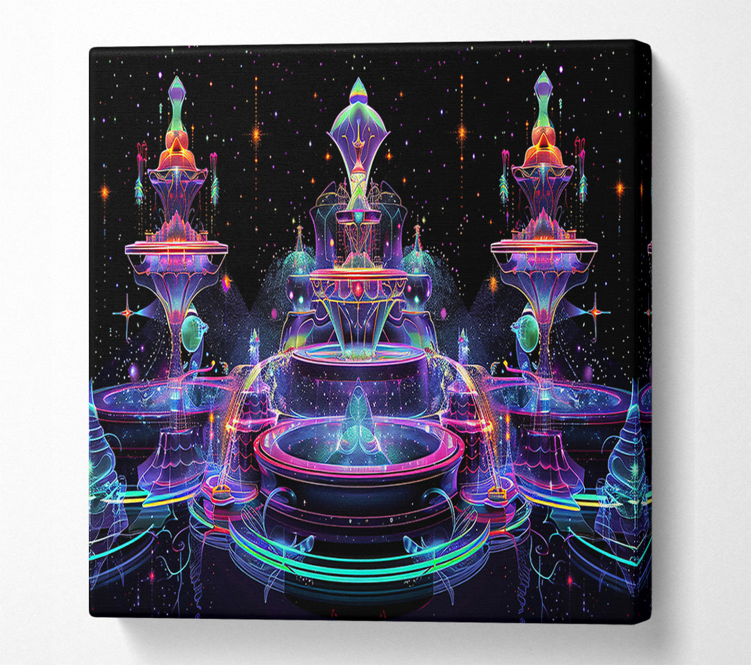  A Canvas Print of Neon Cosmic Fountains Canvas Wall Art