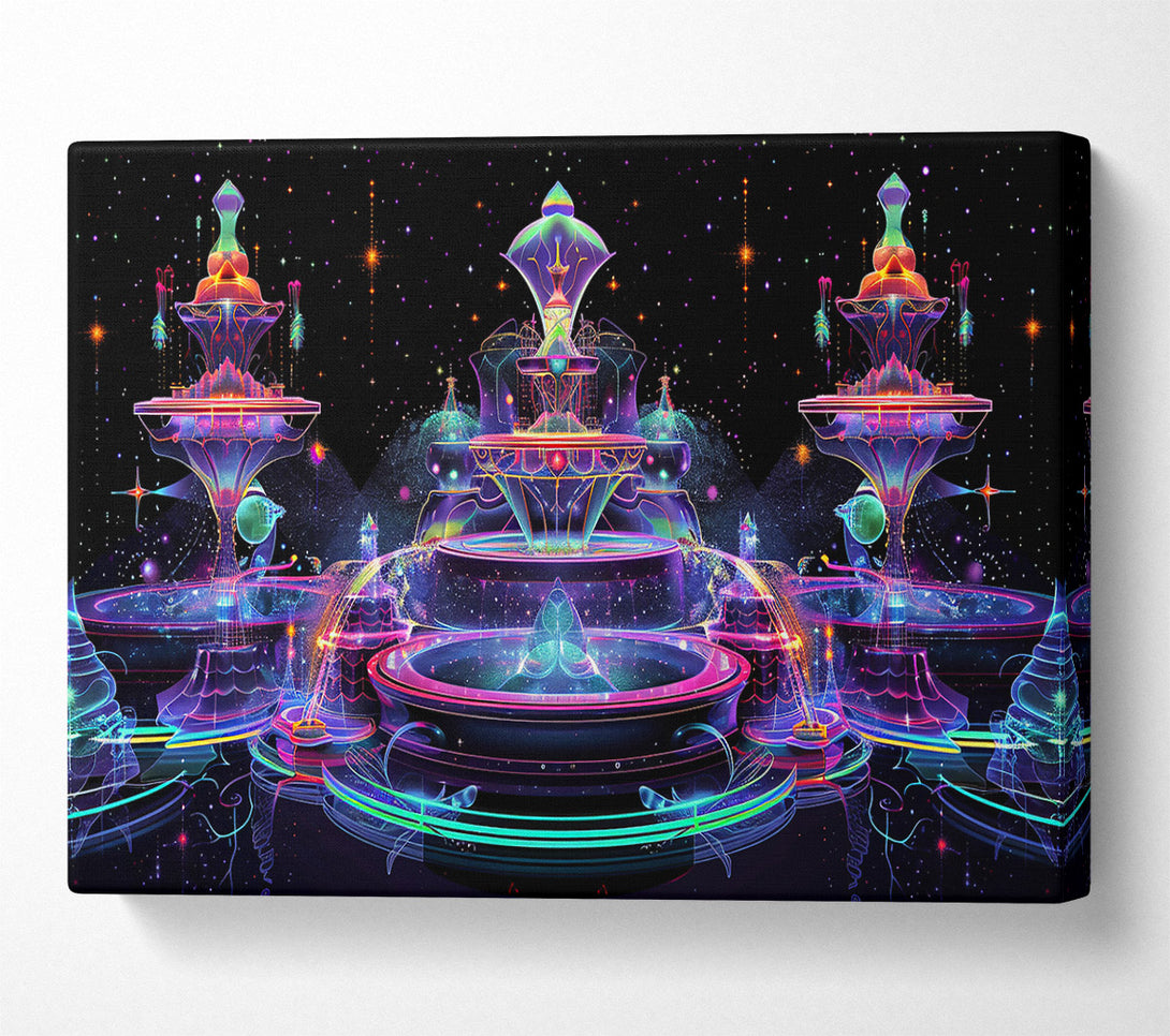  A Canvas Print of Neon Cosmic Fountains Canvas Wall Art