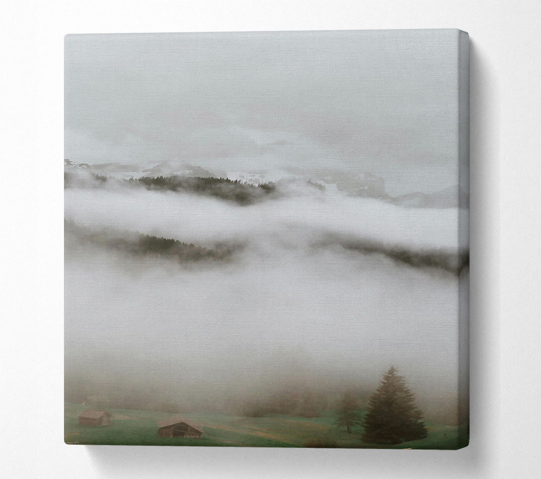  A Canvas Print of White Foggy Mountainscape Canvas Print
