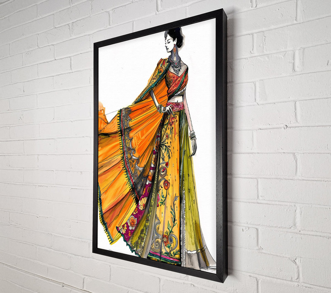 A Canvas Print of Golden Saree Dream Canvas Print