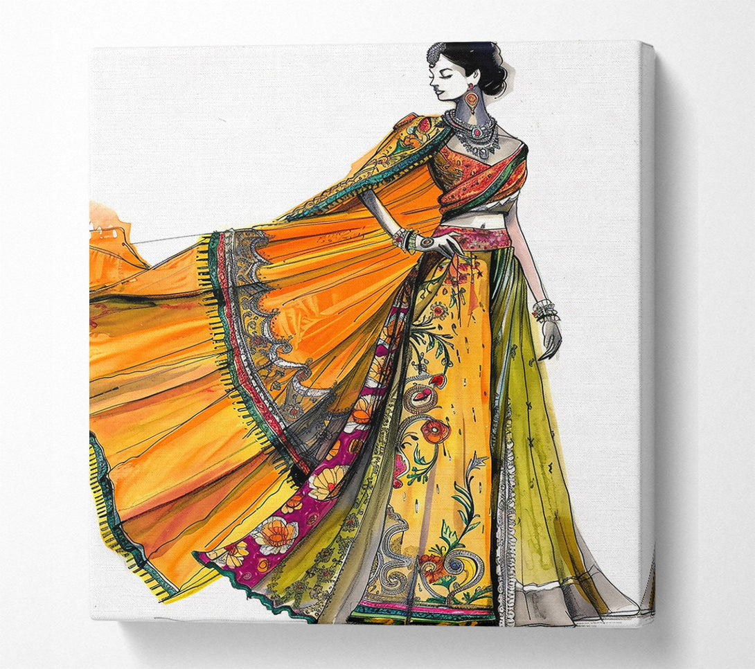  A Canvas Print of Golden Saree Dream Canvas Print