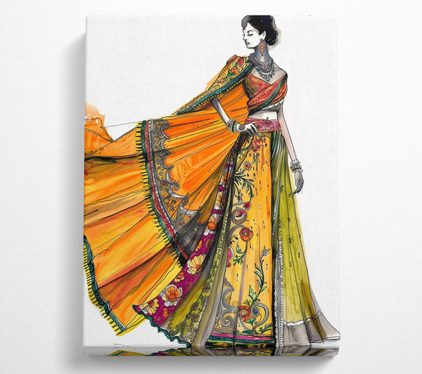  A Canvas Print of Golden Saree Dream Canvas Print