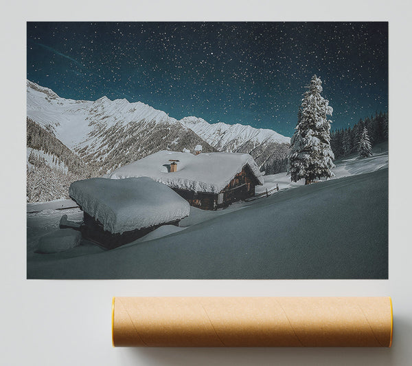 Blue Night Snowscape Giclee Print