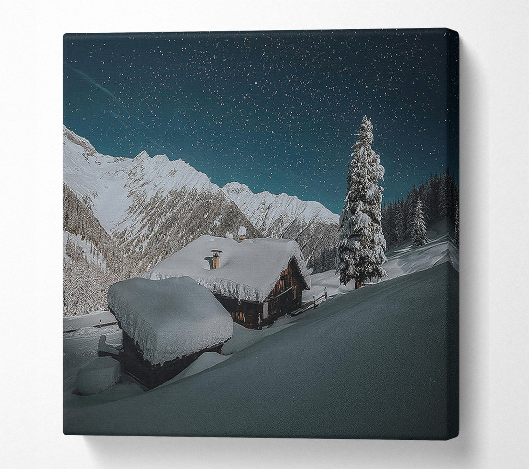  A Canvas Print of Blue Night Snowscape Canvas Wall Art