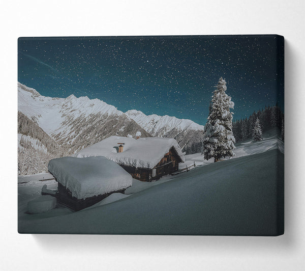  A Canvas Print of Blue Night Snowscape Canvas Wall Art