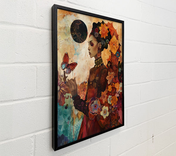 Crimson Bloom And Butterfly