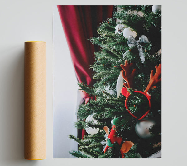 Silver Festive Ornament Print