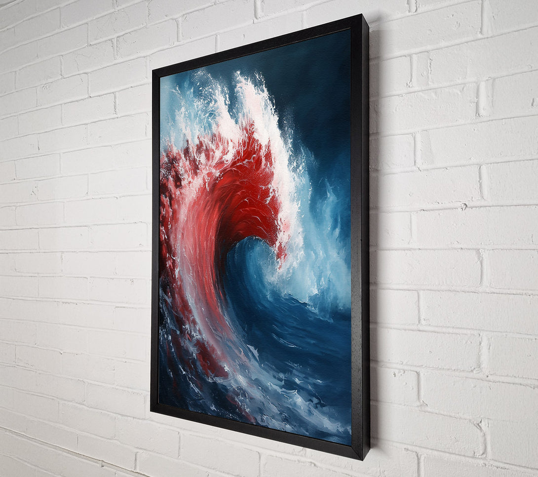 A Canvas Print of Crimson Ocean Wave Canvas Wall Art