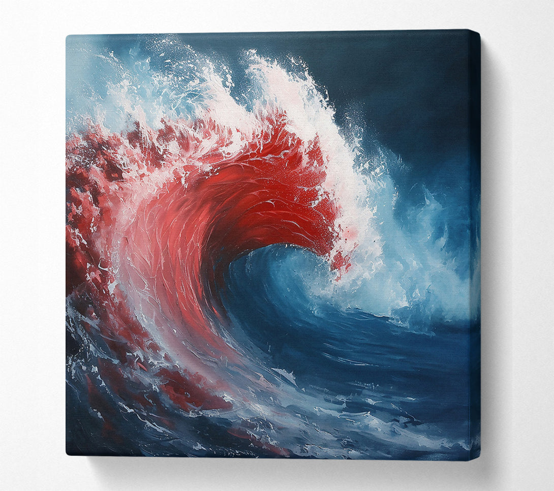  A Canvas Print of Crimson Ocean Wave Canvas Wall Art