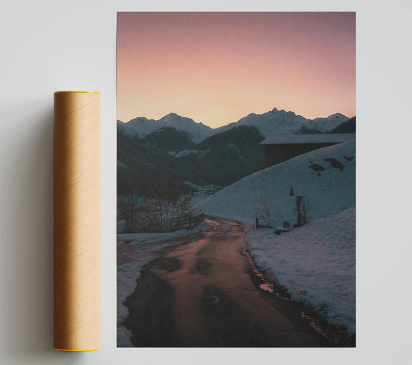 Pink Snow Path Giclee Print
