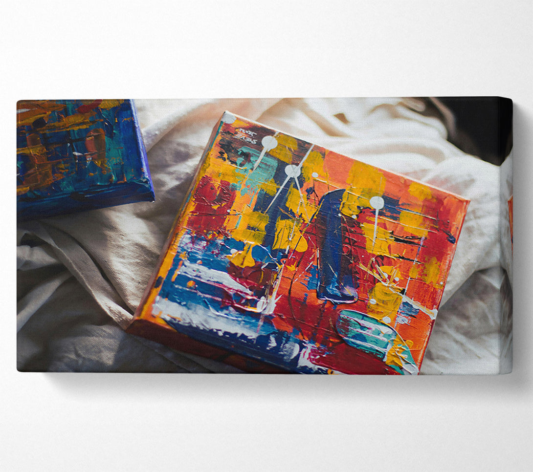  A Canvas Print of Orange & Blue Abstract Canvas Art