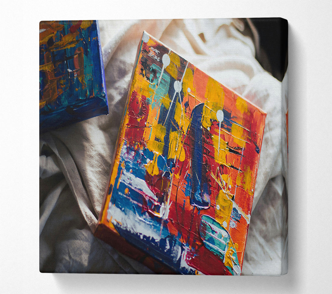  A Canvas Print of Orange & Blue Abstract Canvas Art