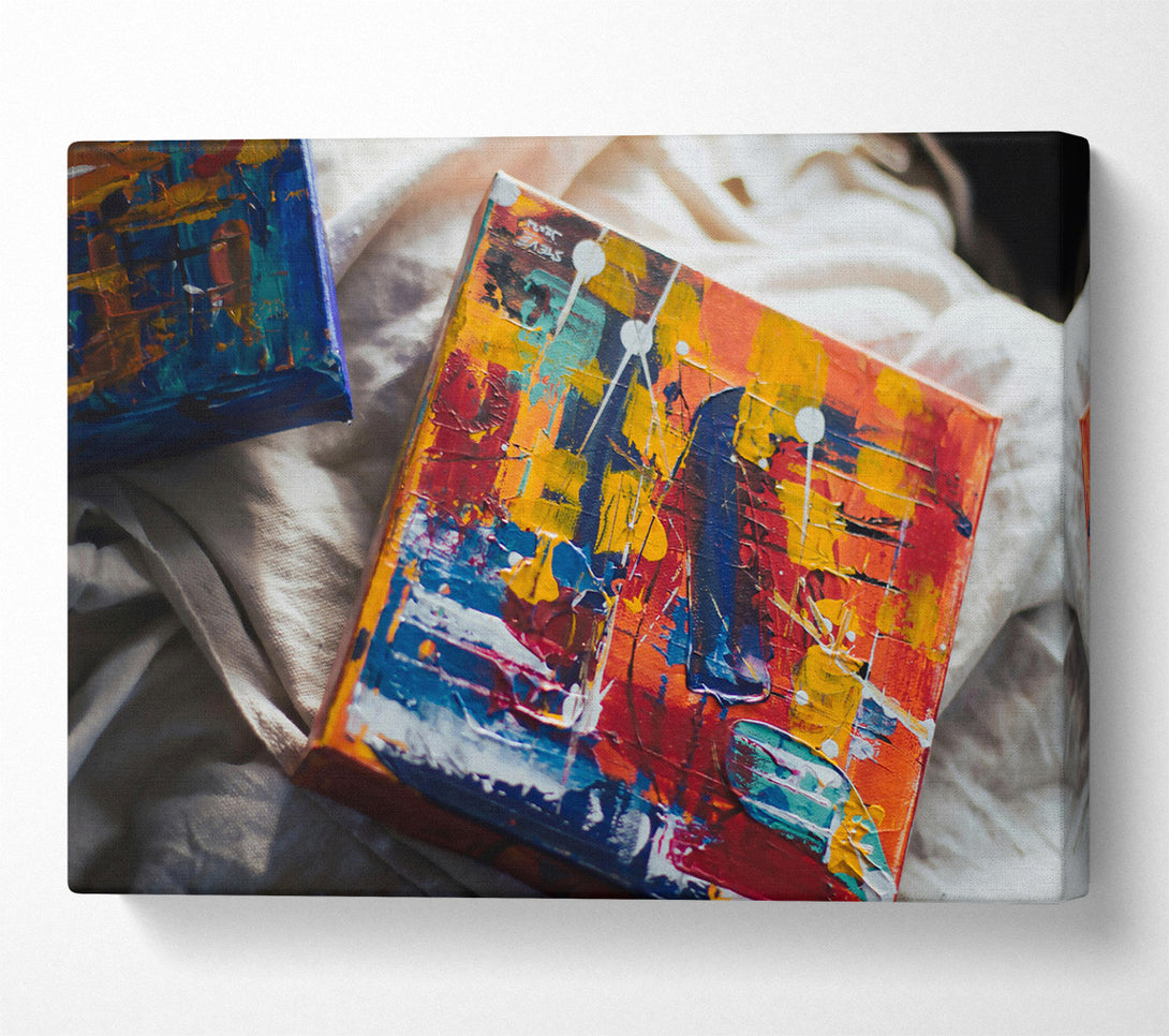  A Canvas Print of Orange & Blue Abstract Canvas Art