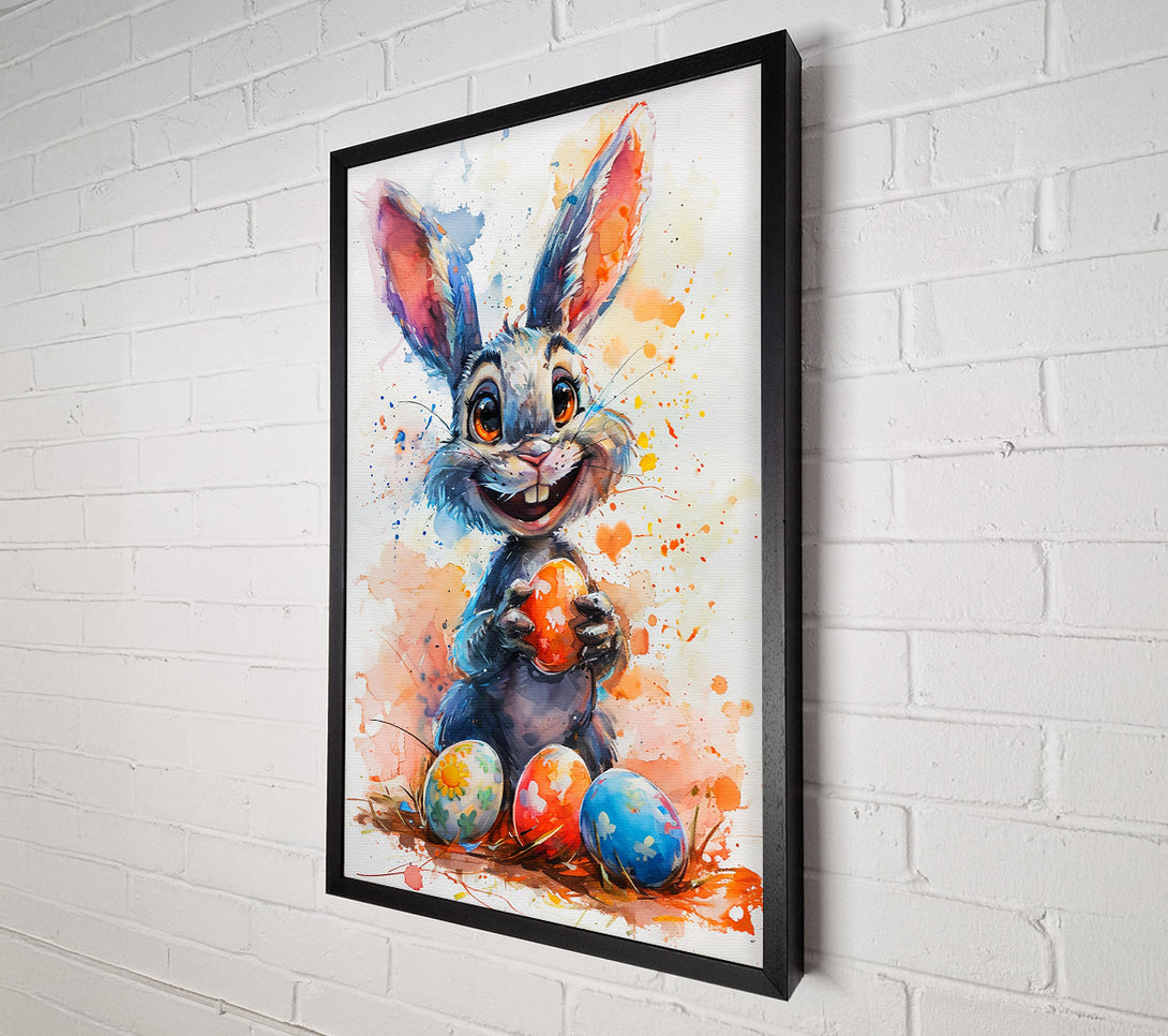  A Canvas Print of Blue Bunny'S Easter Surprise Canvas Print
