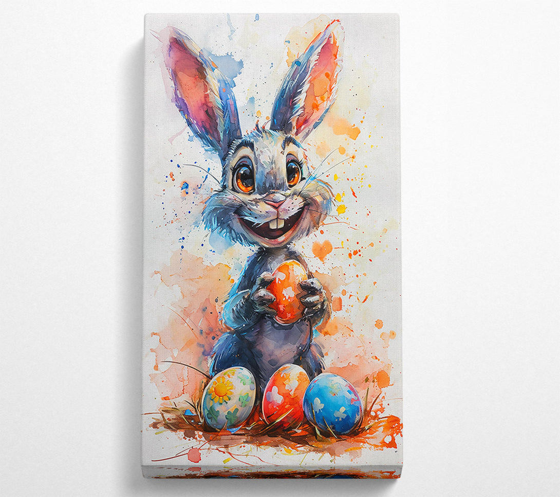  A Canvas Print of Blue Bunny'S Easter Surprise Canvas Print