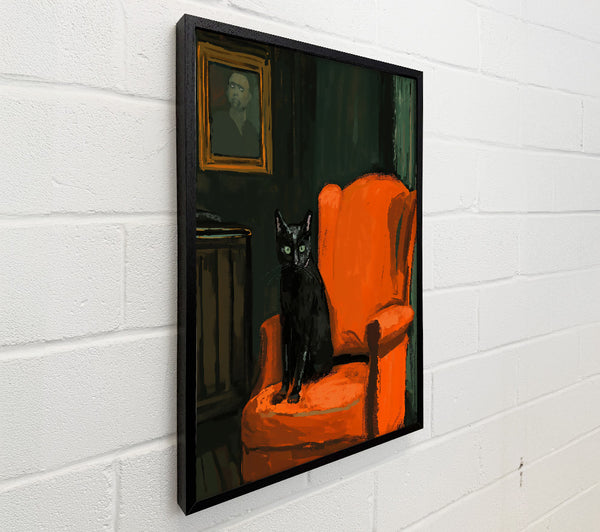 Orange Chair Black Cat