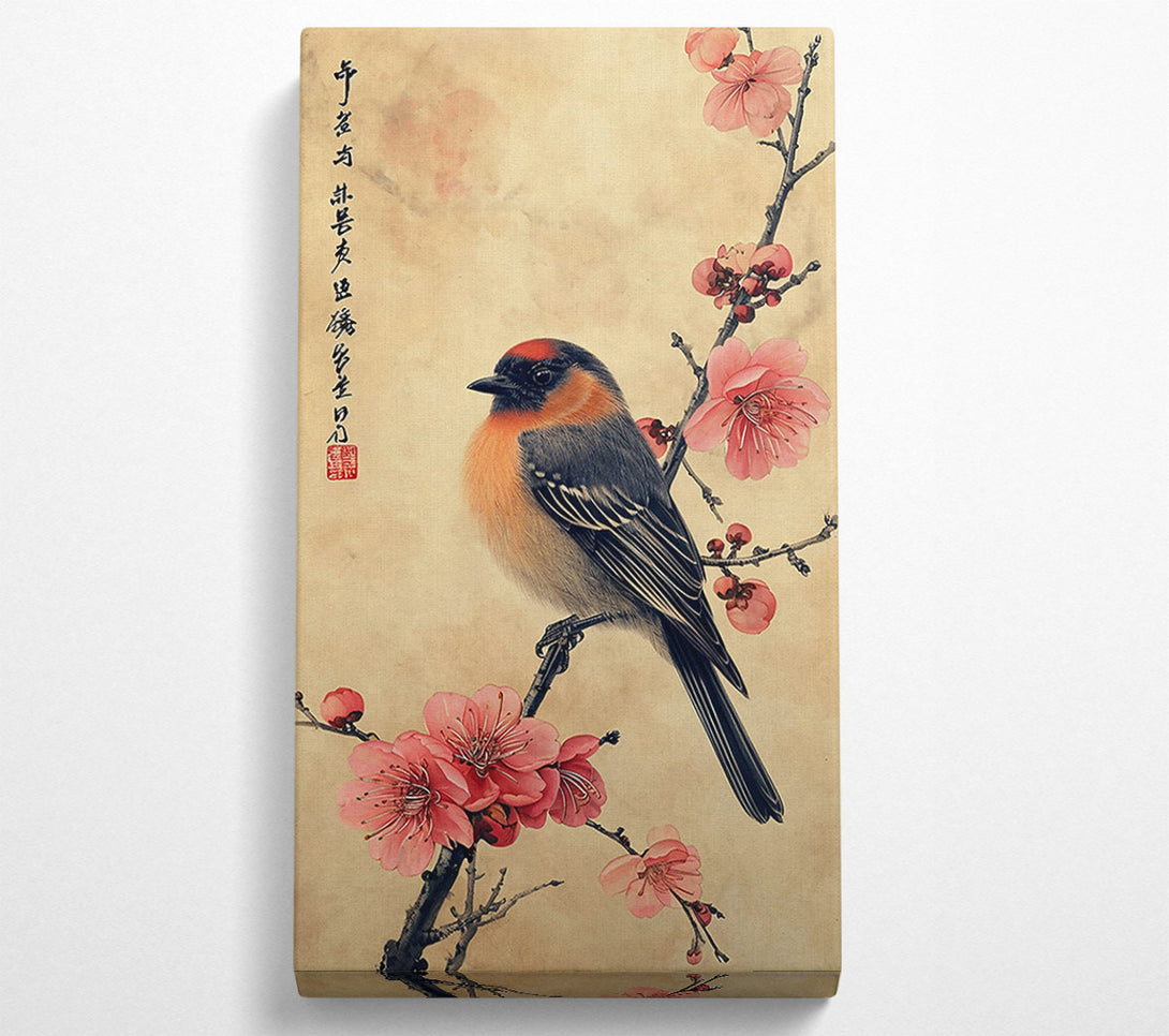  A Canvas Print of Pink Bird On Branch Canvas Wall Art