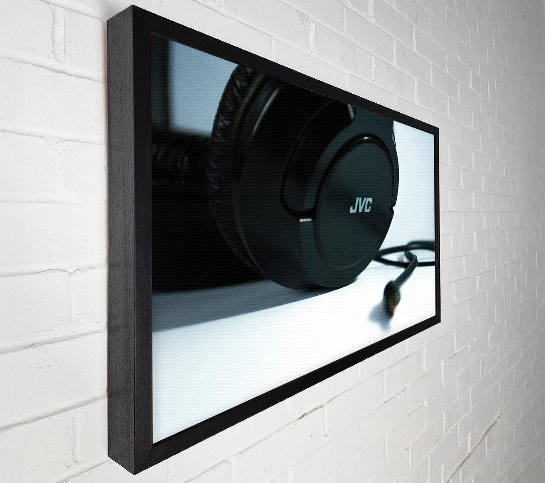  A Canvas Print of Black Headphones And Cord Canvas Print