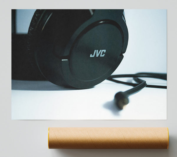Black Headphones And Cord Poster