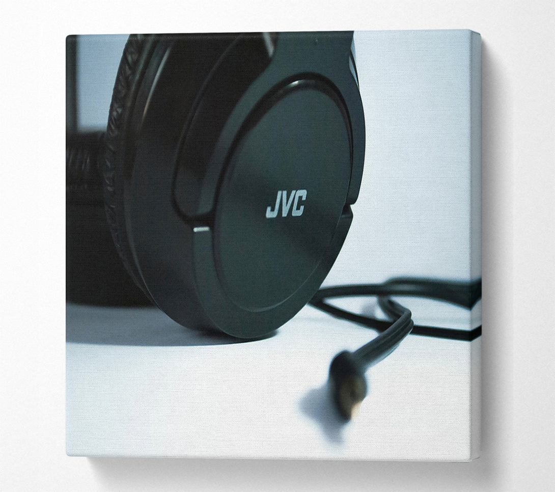  A Canvas Print of Black Headphones And Cord Canvas Print