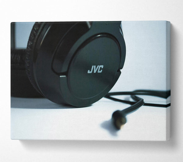  A Canvas Print of Black Headphones And Cord Canvas Print