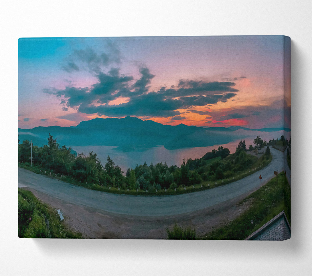  A Canvas Print of Pink Mountain Sunset Canvas Print
