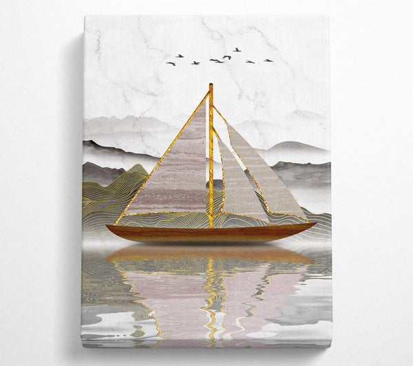  A Canvas Print of Brown And Gold Ship In The Water Canvas Print