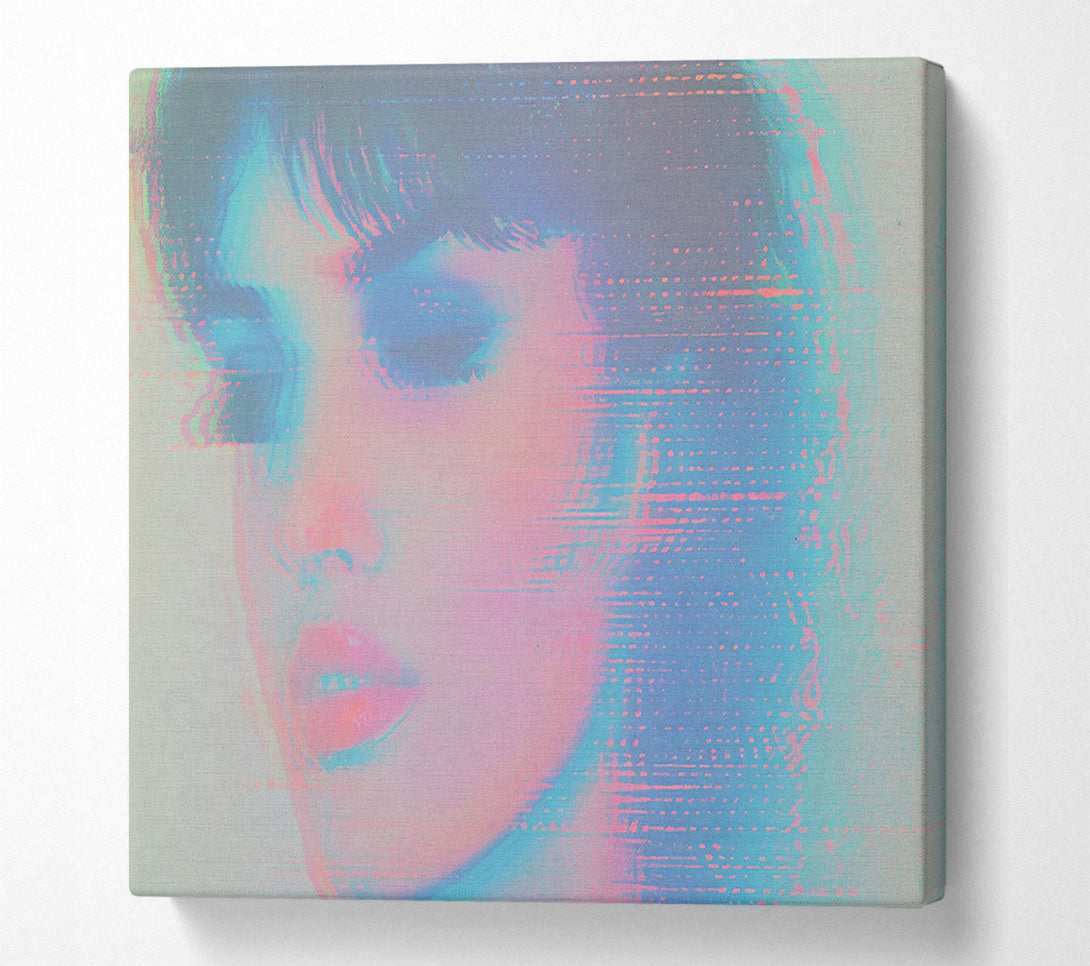  A Canvas Print of Pale Blue Glitch Canvas Print