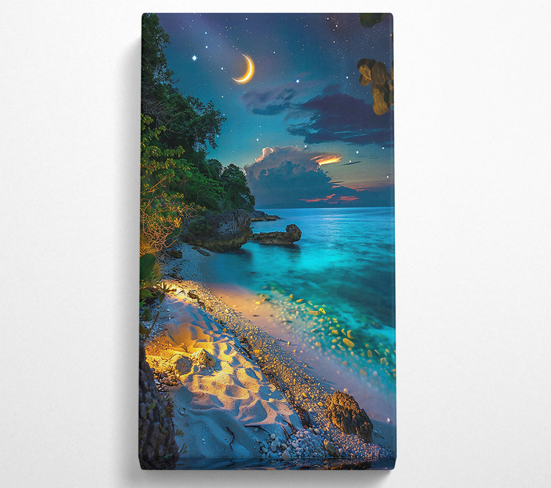  A Canvas Print of Blue Moonlight Beach Canvas Print