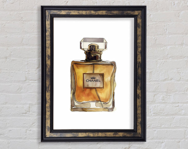 Brown Chanel Bottle Framed Print