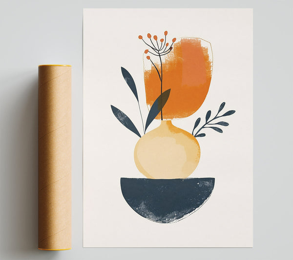 Orange Abstract Vase Poster